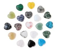 HJZHII 20 Pcs Heart Shaped Rocks, Healing Crystals Chakra Stones Polished Love Stone Palm Natural Stones Set for Mother's Day Valentine's Day Birthday Gifts Meditation Massage Energy Yoga Mini Women