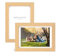 HJZHII 2PCS 6x4 Inches Freestanding Wooden Picture Frames, Distressed Wood Photo Strip Frames Photo Storage Frame with PVC Cover Vertical or Horizontal Placement Desktop Table Decor for Office Home