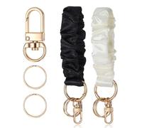 HJZHII 2PCS Scrunchie Keychain Wristlet, Elastic Scrunchie Wrist Bracelet Multifunctional Wrist Lanyard Removable Wrist Strap Key Chain Washable Wrist Key Chain Key Ring Accessories for Women