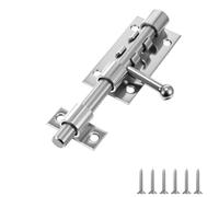 HJZHII 304 Stainless Steel Slide Bolt Latch, 5 Inch Heavy Duty Slide Gate Latch Bolt Sliding Barrel Bolts Latchs Gate Bolts with 7mm Padlock Hole for Wooden Fence Gates Bedroom Garden Doors