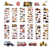 HJZHII 3D Construction Vehicle Stickers, 12 Sheets Car Transport Digger Stickers Engineering Vehicle Reward Sticker Waterproof 3D Puffy Truck Excavator Tractor Sticker for Birthday Party Gifts