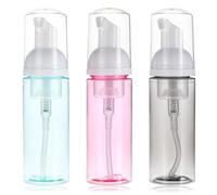 HJZHII 3PCS Foam Pump Bottle, 60ml/2oz Clear Empty Travel Foaming Containers Refillable Foam Soap Dispenser Plastic Small Size Mousse Bottle for Hand Soap Face Wash Shampoo Soap Lash Cleanser