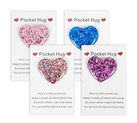 HJZHII 4 PCS Pocket Hugs, Pocket Hug Token Gift, Pockets Hug Heart with Greeting Cards Exquisite Pockets Hug Heart Set for Friend Lover Birthday Christmas Mothers Valentine's Day Encourage Gift