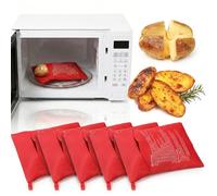 HJZHII 5Pcs Microwave Potato Bag, Reusable Express Potato Cooker Bag Red Baked Pouch Potato Cooker Perfect Potatoes 4 Minutes Kitchen Must Gadget for Microwave Baked Potatoes & Vegetables
