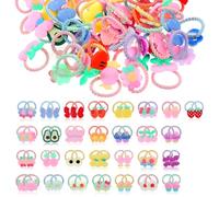 HJZHII 60Pcs Hair Bands for Girls, Stretchable Hair Ties, Cute Cartoon Small Hair Ties Colorful Elastic Pony Tails Hair Bobbles Little Hair Bands Ropes Ponytail Holder for Baby Girls Kids Children