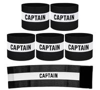 HJZHII 6pcs Captain Armbands for Soccer, Adjustable Leader Armband Elastic Protective Sports Arm Badge for Football Rugby Basketball Volleyball Training Player Captain Band, Black