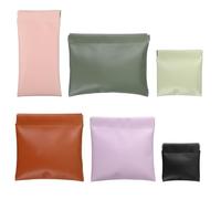 HJZHII 6Pcs Small Makeup Pouch for Purse, Personalized Snap Closure Leather Organizer Pouch Portable No Zipper Pouches for Travel Storage Bag Mini PU Leather Pouches for Cosmetics, Headphones, Jewelry