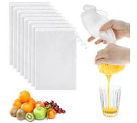 HJZHII 8 Pack Nut Milk Bags, 11.5"x7.9" Cheese Cloths for Straining Reusable Nylon Mesh Cold Brew Filter Filtering Drawstring Filter Bags for Nut Milk Fruit Juice Soup Tofu Coffee