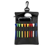 HJZHII Black Golf Tee Pouch, 8.3x6 Inch Golf Pouch Bag with Lobster Claw Clip Multi Pocket Zipper Hook Golf Bag Accessories for Men Women