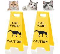 HJZHII Cat Vomit Caution Sign, 3D Printed PLA, Yellow, Funny Cat Decor, Warning Sign, Playful Style