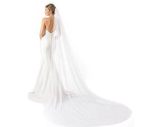 HJZHII Cathedral Length Veil Bride Wedding Veils, 1 Tier Bride Wedding Veil White Long with Comb Weddings Veils Cathedral Chapel 1 Tier Drop Veils for Women (118in)