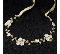 HJZHII Flower Girl Headpiece Headband, White Pearl Flower Headband Princess Girl Wedding Hair Accessory Hair Band for Girls Birthday Party First Communion