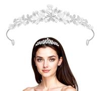 HJZHII Flower Rhinestone Tiara Crown Headband, Crystal Pearl Bridal Crown Tiara Queen Princess Hairband Headwear for Women Girls Wedding Prom Birthday Cosplay Party Costumes Hair Accessories