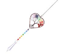 HJZHII Heart Shaped Sun Catcher, 7 Chakras Hanging Ornament Crystal Tree of Life Accessories Chakra Stones Pendant Window Crystal Ball Prism for Home Car Garden Windows Decor Gift