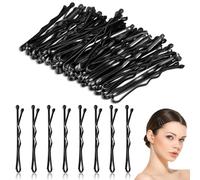 HJZHII Mini Bobby Pins, 50pcs 1.37 Inch Small Wavy Hair Pins Metal Curved Hair Clip Invisible Wave Hairgrip for Women Gilrs Wedding Hairstyles Buns Long Straight Curly Hair All Hair Types(Black)