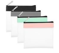 HJZHII Small Clear Makeup Bag, Mini Colorful Transparent Cosmetic Pouch Portable Waterproof Lipsticks Pocket Check Wallet Soft Cash Keys Deposit Case for Men Women Travel Storage, 4 Pcs, Black, Gray