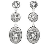 HJZHII Western Earrings Jewelry, 2 Pcs Vintage Earring for Women Cowgirl Western Jewelry Drop Oval Dangle Earring Rodeo Country Concert Outfits for Party Anniversary, Silver