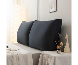 HJZPWB Bed Wedge Reading Pillow, Back Support Pillow for Couch, Adjustable Reading Throw Cushion for Lumbar Neck Back Support Pillow with Removable Cover,Black,2 pc180x58x18CM
