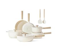 HJZSZX 12 Pcs Pots and Pans Set Nonstick Cookware Sets Healthy Induction Kitchen Granite Cooking Set w/Frying Pans Saucepan,Cream,12 pc