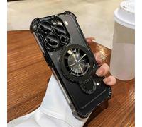 HJZSZX For IPhone 12 ProMax Luxury Plating Clear Magnetic Bracket Holder Case with Stand Shockproof Cover(For IPhone 12 ProMax/1)
