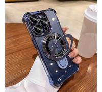 HJZSZX For IPhone 12 ProMax Luxury Plating Clear Magnetic Bracket Holder Case with Stand Shockproof Cover(For IPhone 12 ProMax/2)