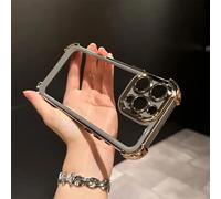 HJZSZX For iPhone 12 ProMax Luxury Plating Clear Shockproof Phone Case Soft Bumper Armor Hard Acrylic Back Cover(For iPhone 12 ProMax/Gray)