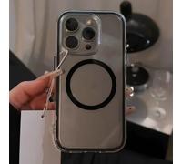 HJZSZX For iphone 12 Promax Transparent Magnetic Phone Case Wireless Charging Shockproof Hard Cover(For iphone 12 Promax/Black)