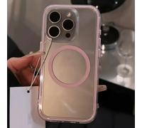 HJZSZX For iphone 12 Promax Transparent Magnetic Phone Case Wireless Charging Shockproof Hard Cover(For iphone 12 Promax/Pink)