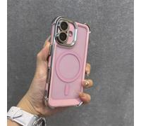HJZSZX For iPhone 14 Luxury Electroplate Clear Phone Case Magnetic Shockproof Bumper Cases Cover(For iPhone 14/pink)