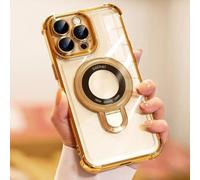 HJZSZX For iPhone 15 Pro Lens Case Folding Bracket Ring Clip Compatible with Fall Resistant Case(For iPhone 15 Pro/golden)