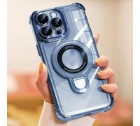 HJZSZX For iPhone 15 Pro Max Lens Case Folding Bracket Ring Clip Compatible with Fall Resistant Case(For iPhone 15 Pro Max/Far Peak Blue)