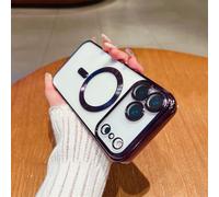 HJZSZX For iPhone12ProMax Luxury Plating Clear Case Shockproof Transparent Magnetic Lens Cover(For iPhone12ProMax/Dark Purple)