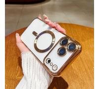 HJZSZX For iPhone12ProMax Luxury Plating Clear Case Shockproof Transparent Magnetic Lens Cover(For iPhone12ProMax/Gold)