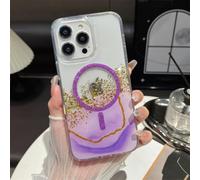 HJZSZX For iPhone16 Pro Max Glitter Marble Pattern Magnetic Soft Phone Case Clear Shockproof Cover(For iPhone16 Pro Max/Purple JBSF CC)