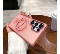 HJZSZX For Samsung S21 Folding Rotating Stand Magnetic Case Matte Clear Wireless Charging Cover(For Samsung S21/Pink)