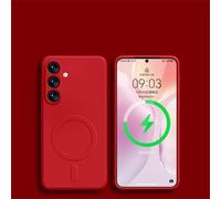 HJZSZX For Samsung S21 Luxury Silicone Magnetic Wireless Charge Case Shockproof Cover(For Samsung S21/Red)