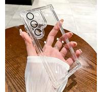 HJZSZX For Samsung S22 Luxury Clear Plating Shockproof Case Hard Armor Cover(For Samsung S22/transparent)