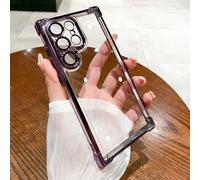 HJZSZX For Samsung S22 Plus Luxury Clear Plating Shockproof Case Hard Armor Cover(For Samsung S22 Plus/Dark Purple)