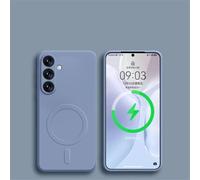 HJZSZX For Samsung S22 Plus Luxury Silicone Magnetic Wireless Charge Case Shockproof Cover(For Samsung S22 Plus/Grey Blue)