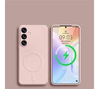 HJZSZX For Samsung S22Ultra Luxury Silicone Magnetic Wireless Charge Case Shockproof Cover(For Samsung S22Ultra/Pink)