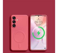 HJZSZX For Samsung S23 Plus Luxury Silicone Magnetic Wireless Charge Case Shockproof Cover(For Samsung S23 Plus/Camellia red)