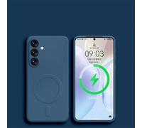 HJZSZX For Samsung S23Ultra Luxury Silicone Magnetic Wireless Charge Case Shockproof Cover(For Samsung S23Ultra/Navy Blue)