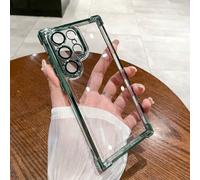 HJZSZX For Samsung S24 Plus Luxury Clear Plating Shockproof Case Hard Armor Cover(For Samsung S24 Plus/Dark Green)