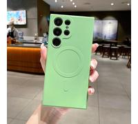 HJZSZX For Samsung S24Plus Magnetic Wireless Charge Liquid Silicone Soft Phone Case Back Cover(For Samsung S24Plus/Matcha Green)