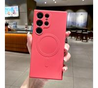 HJZSZX For Samsung S24Ultra Magnetic Wireless Charge Liquid Silicone Soft Phone Case Back Cover(For Samsung S24Ultra/Rose Red)