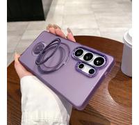 HJZSZX For Samsung S25 Folding Rotating Stand Magnetic Case Matte Clear Wireless Charging Cover(For Samsung S25/Purple)