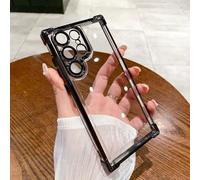 HJZSZX For SamsungS22 Ultra Luxury Clear Plating Shockproof Case Hard Armor Cover(For SamsungS22 Ultra/BLACK)