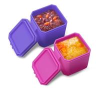 HJZWTS Adorila 2 Pack Small Silicone Snack Containers with Lids, Leak Proof Salad Dressing Container, Lunch Box Containers for Office, Travel, Picnic (Rose, Purple)