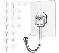 HJZWTS Large Self Adhesive Sticky Hooks 20 PCS Heavy Duty 48 lb/22kg(Max) Hooks for Versatile Hanging Solutions in Wall Kitchen Bathroom Office Coat Utility Towel Bath Ceiling Hooks