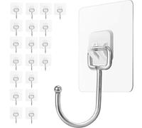 HJZWTS Large Self Adhesive Sticky Hooks 20 PCS Heavy Duty 48 lb/22kg(Max) Hooks for Versatile Hanging Solutions in Wall Kitchen Bathroom Office Coat Utility Towel Bath Ceiling Hooks